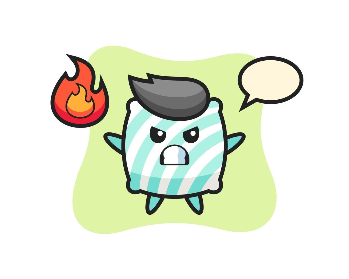 pillow character cartoon with angry gesture vector