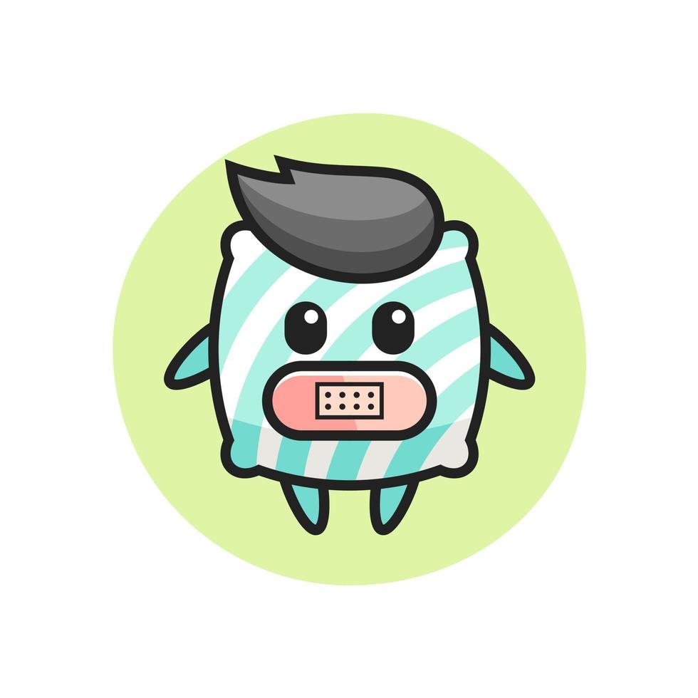 Cartoon Illustration of pillow with tape on mouth vector