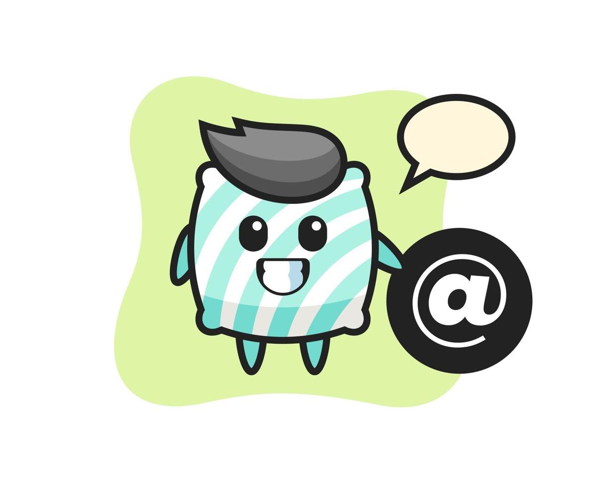 Cartoon Illustration of pillow standing beside the At symbol vector