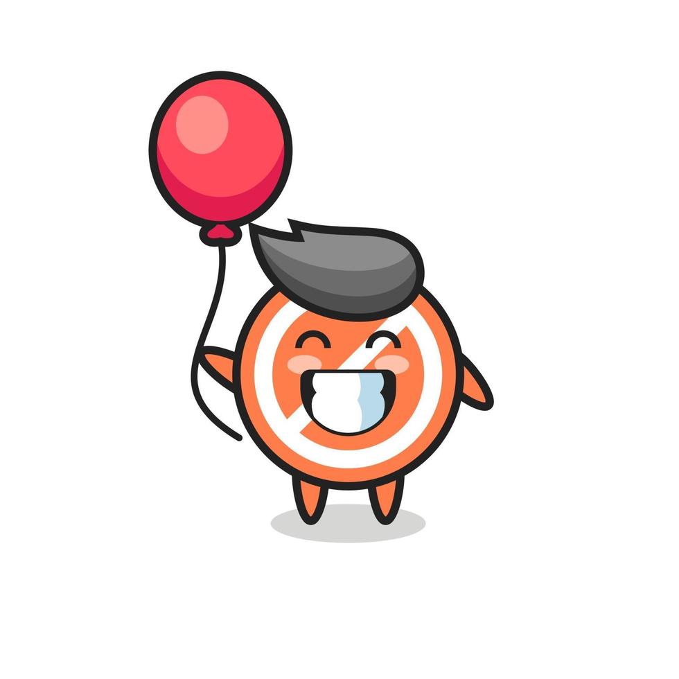 stop sign mascot illustration is playing balloon vector