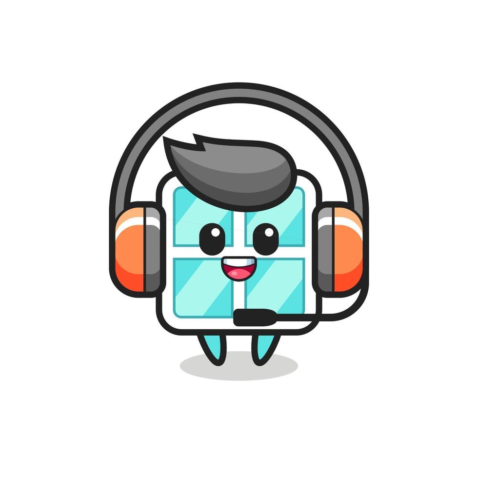 mascota de dibujos animados de ventana como servicio al cliente vector