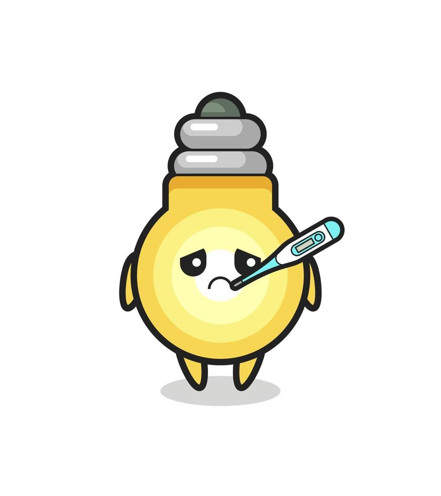 light bulb mascot character with fever condition vector