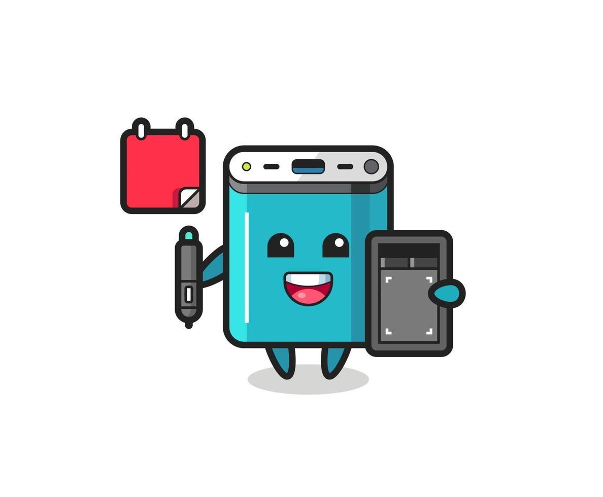 Illustration of power bank mascot as a graphic designer vector