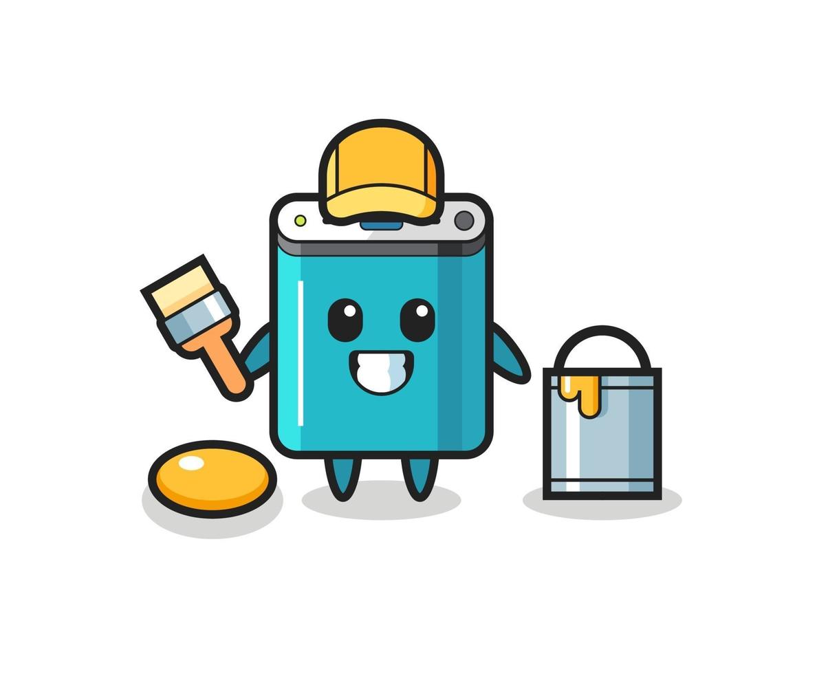 Character Illustration of power bank as a painter vector