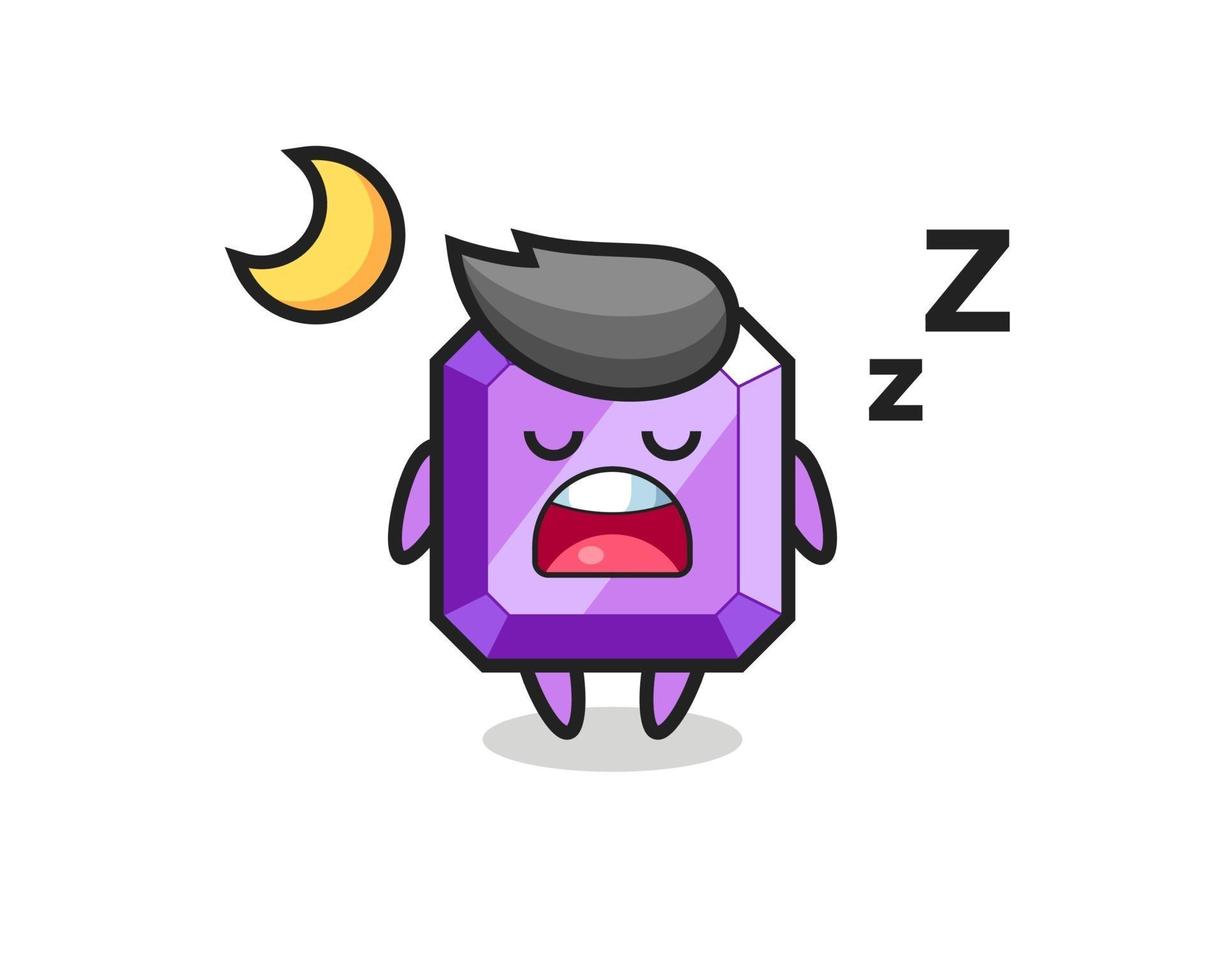 purple gemstone character illustration sleeping at night vector