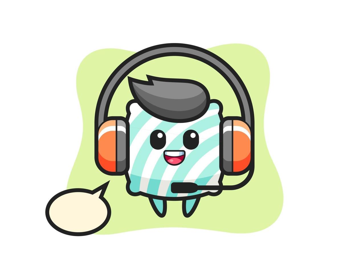 Cartoon mascot of pillow as a customer service vector