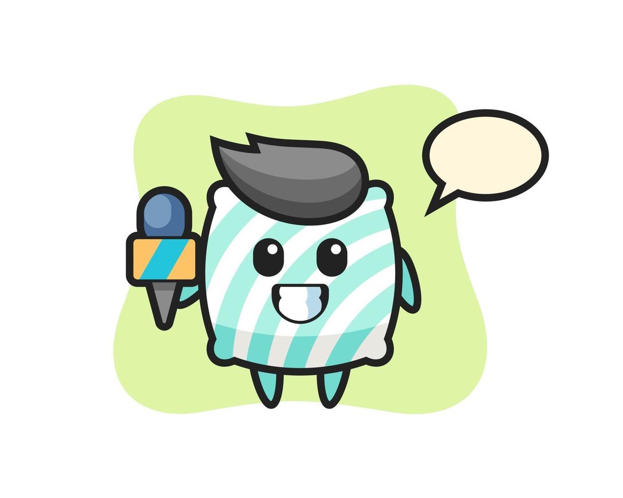 Character mascot of pillow as a news reporter vector