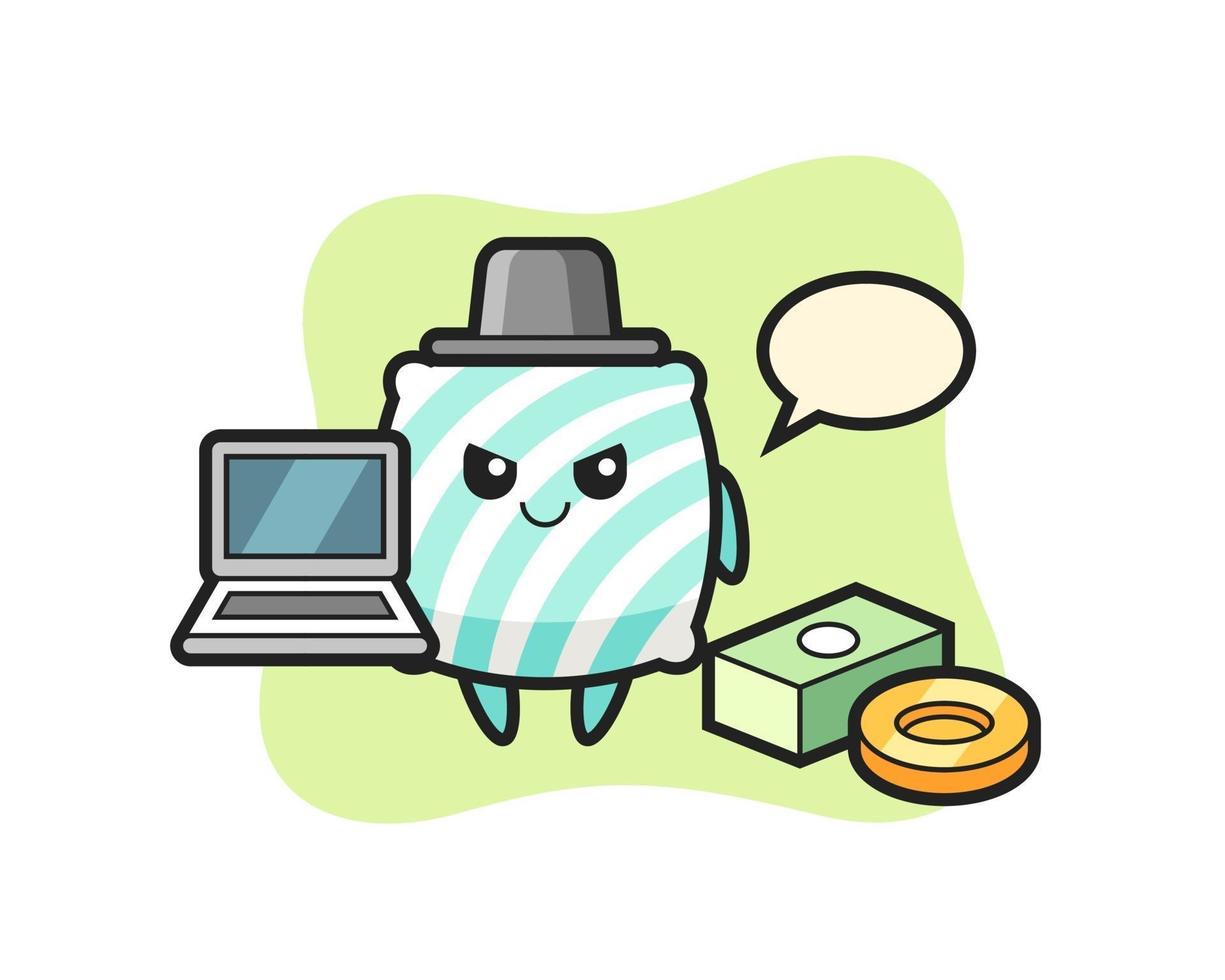 Mascot Illustration of pillow as a hacker vector