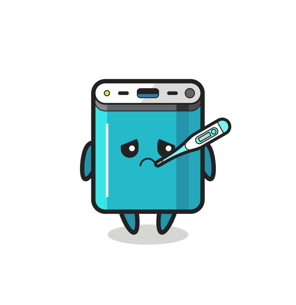 power bank mascot character with fever condition vector