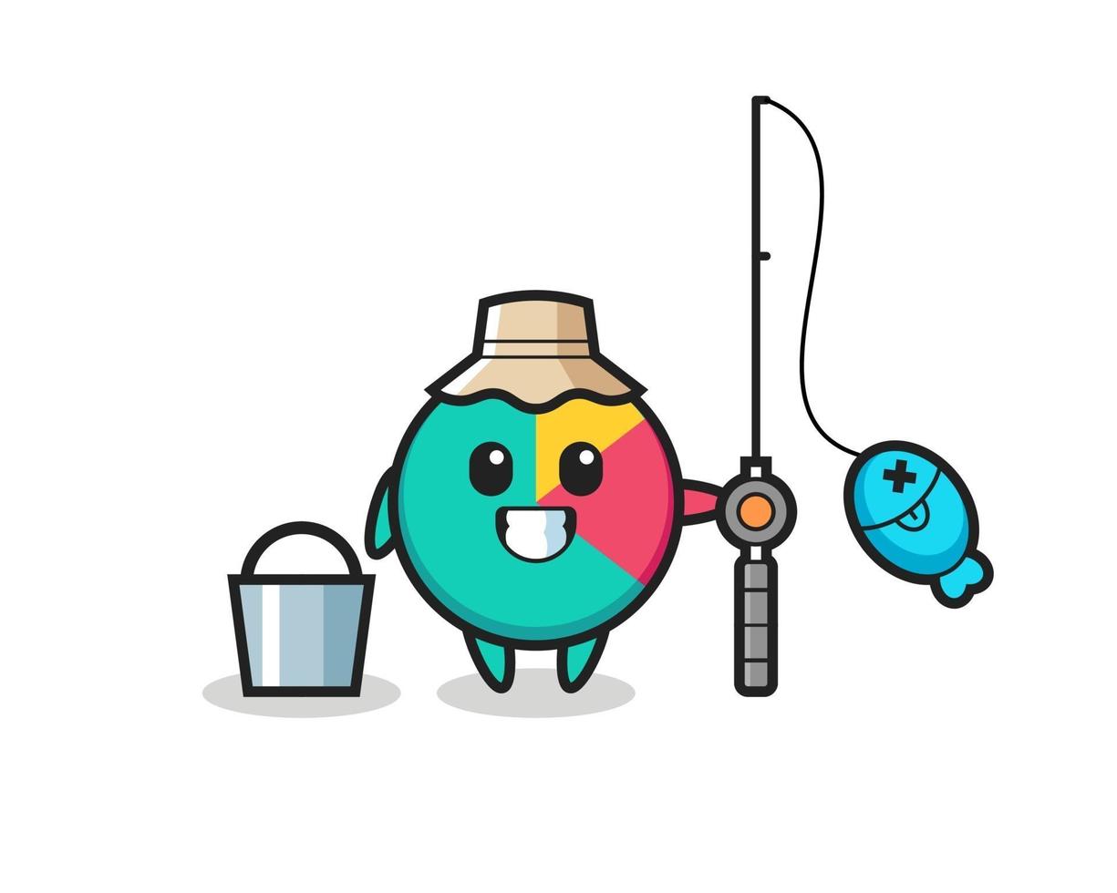 Mascot character of chart as a fisherman vector