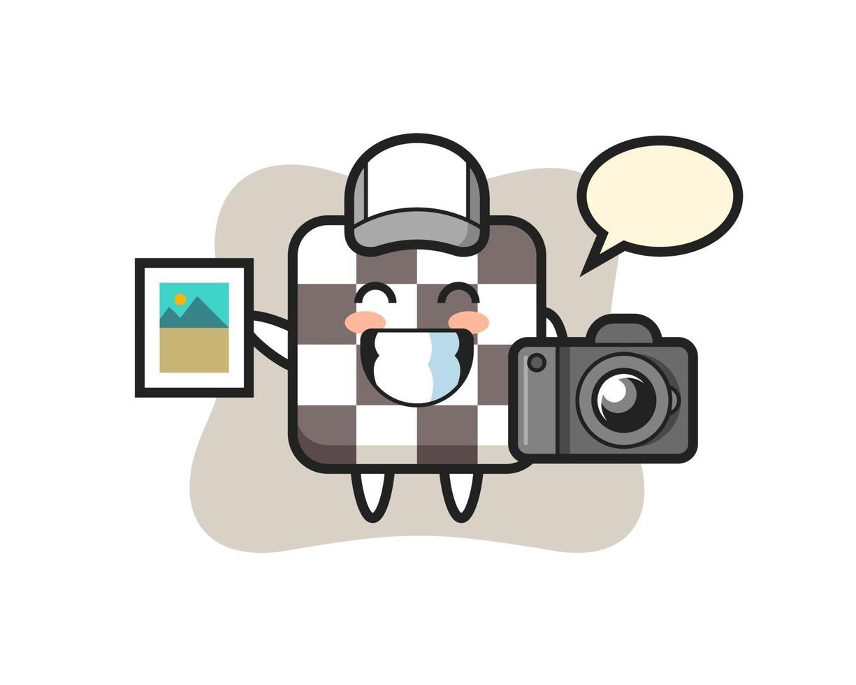 Character Illustration of chess board as a photographer vector