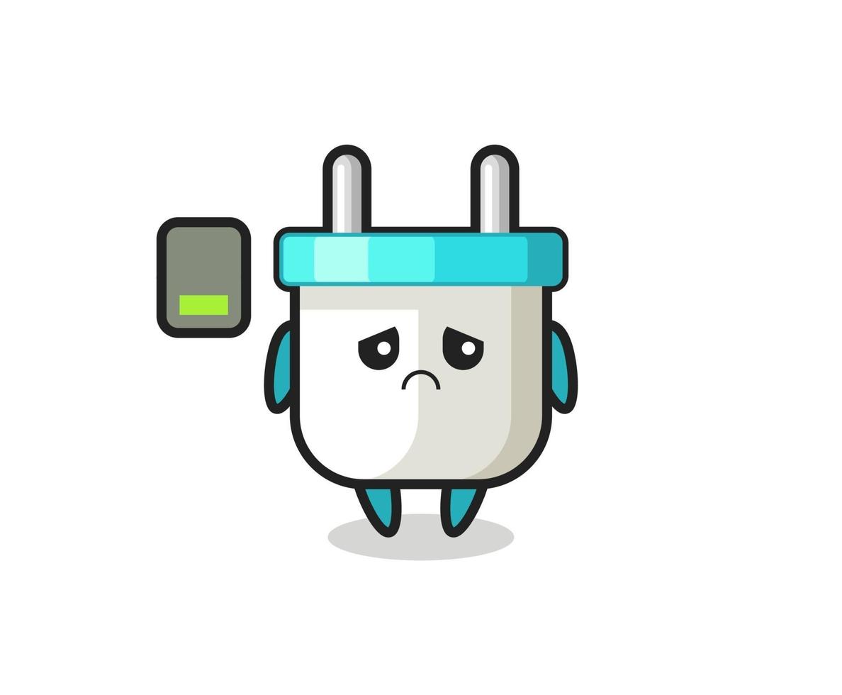 electric plug mascot character doing a tired gesture vector