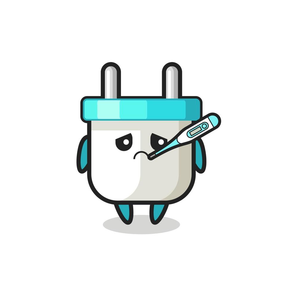 electric plug mascot character with fever condition vector