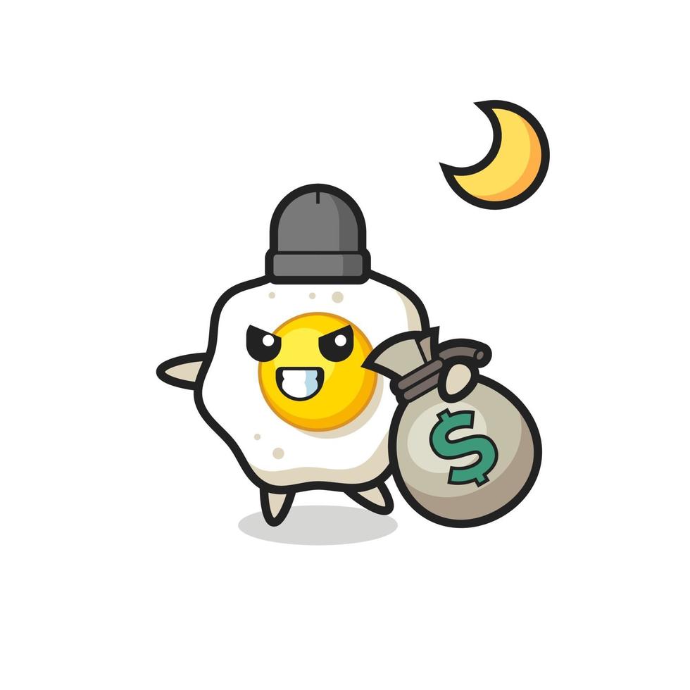 Illustration of fried egg cartoon is stolen the money vector