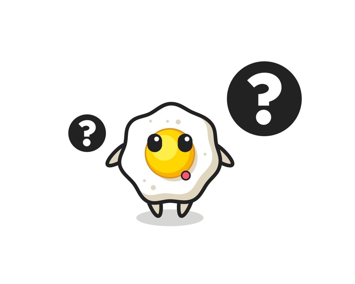 Cartoon Illustration of fried egg with the question mark vector