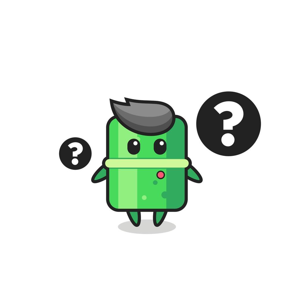 Cartoon Illustration of bamboo with the question mark vector