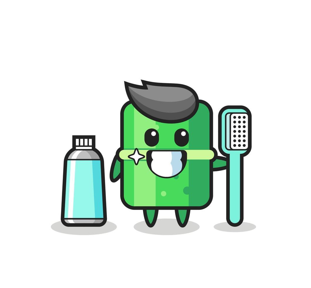 Mascot Illustration of bamboo with a toothbrush vector