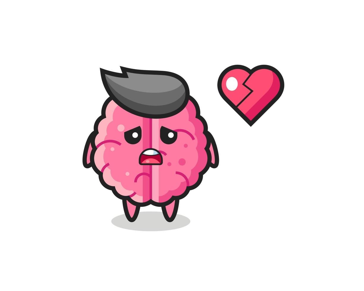 brain cartoon illustration is broken heart vector