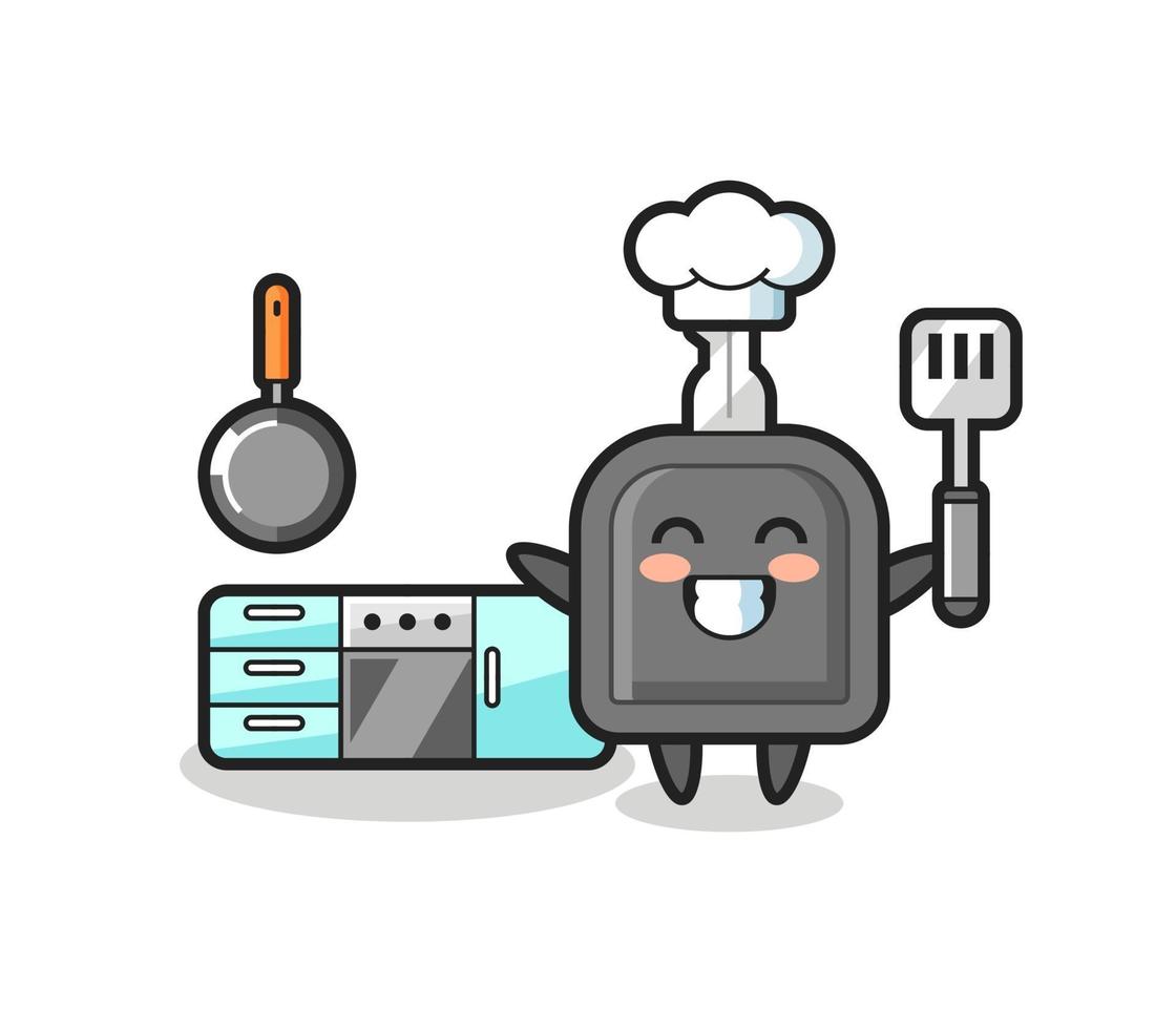 car key character illustration as a chef is cooking vector