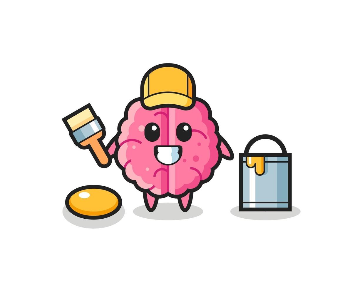 Character Illustration of brain as a painter vector