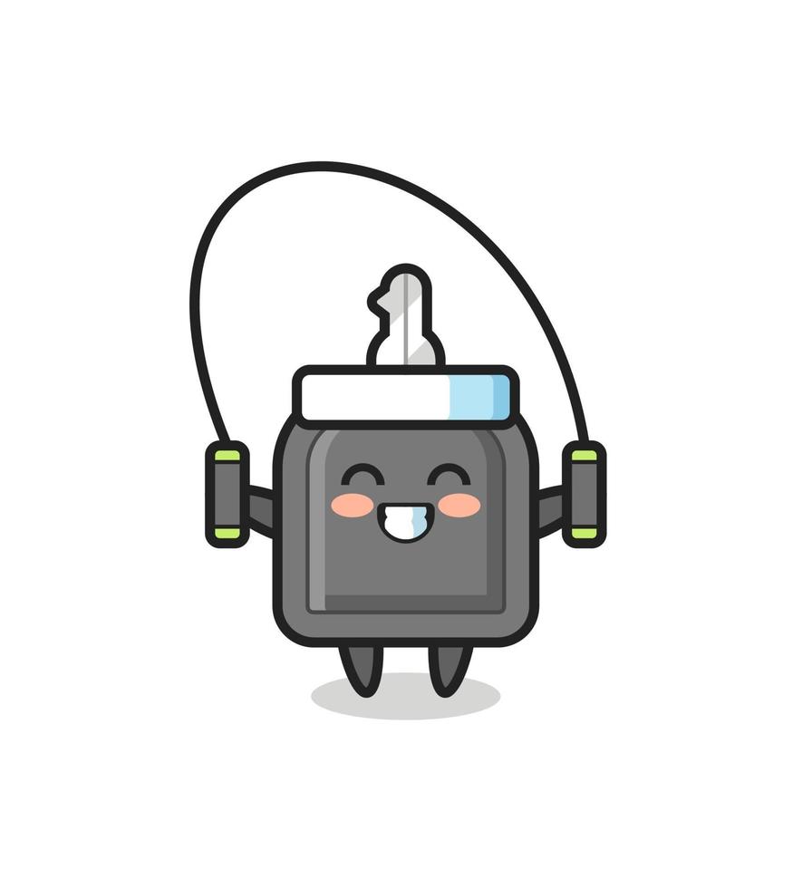 car key character cartoon with skipping rope vector
