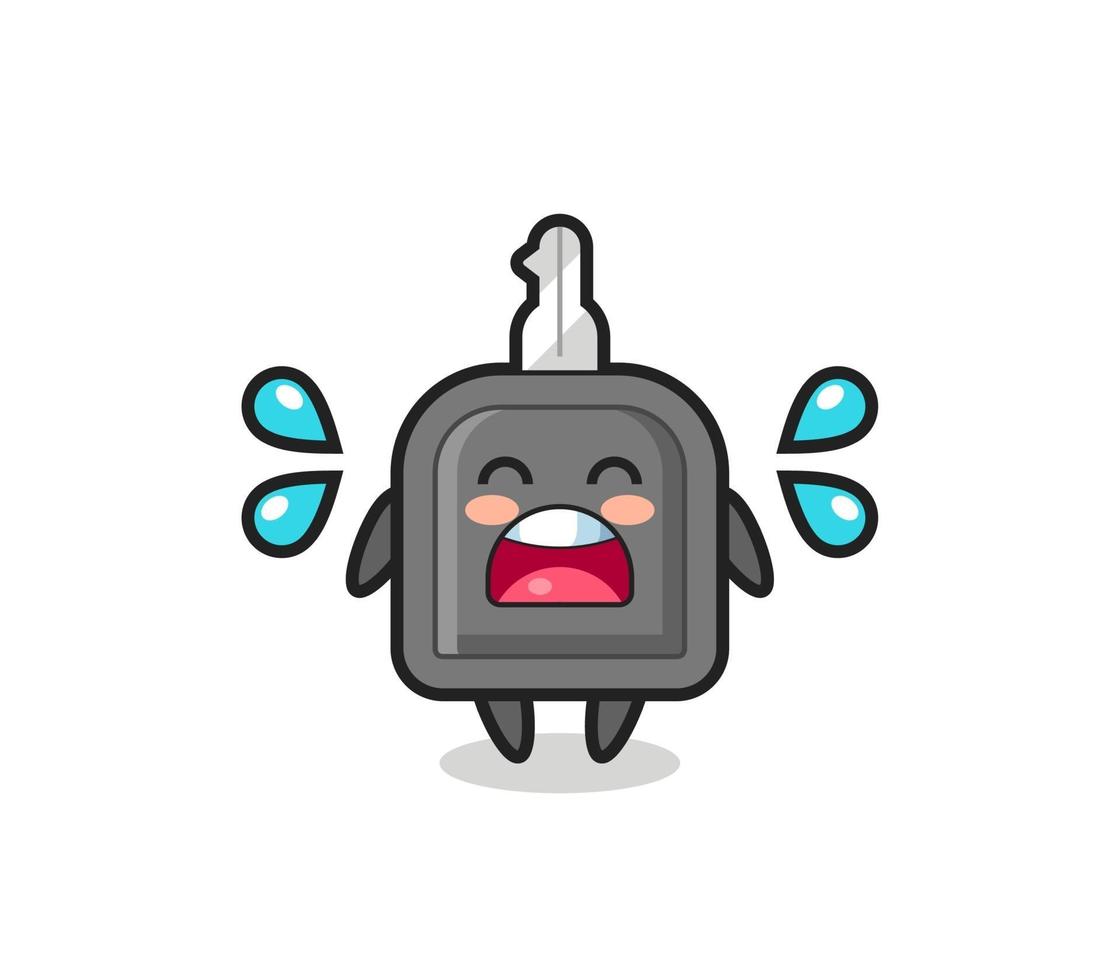 car key cartoon illustration with crying gesture vector
