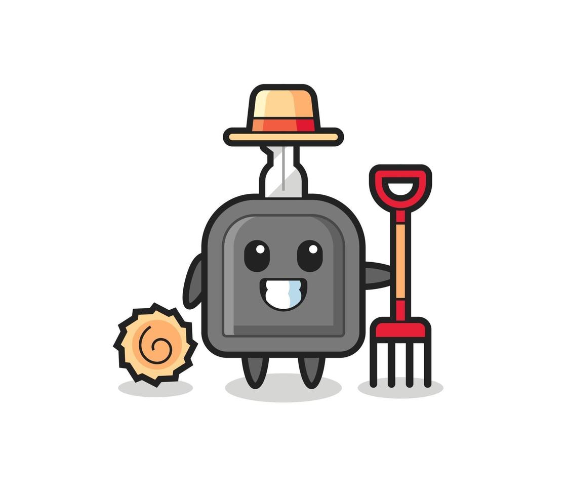 Mascot character of car key as a farmer vector