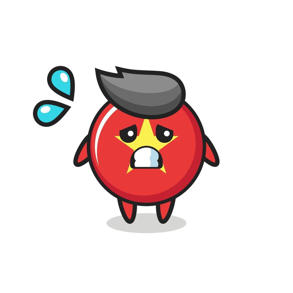 vietnam flag badge mascot character with afraid gesture vector