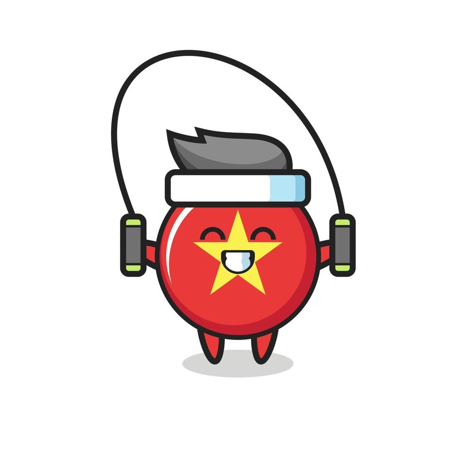 vietnam flag badge character cartoon with skipping rope vector