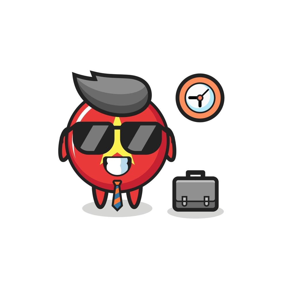 Cartoon mascot of vietnam flag badge as a businessman vector