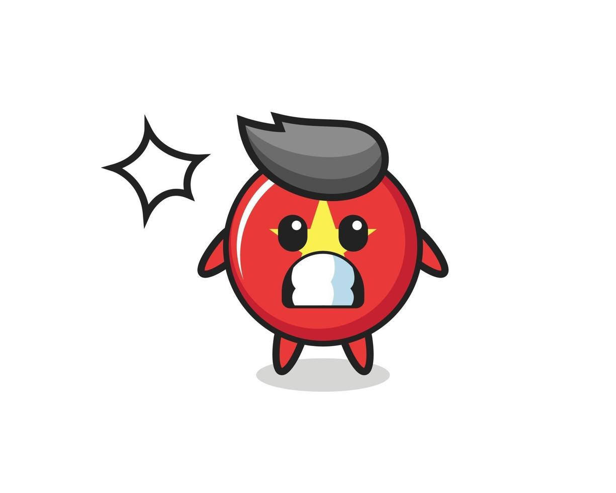 vietnam flag badge character cartoon with shocked gesture vector