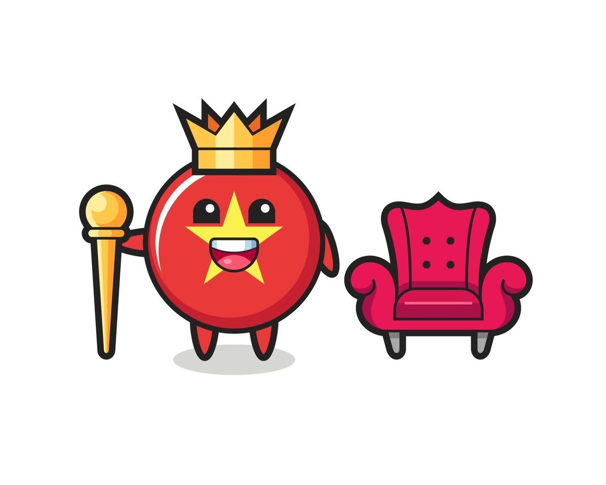 Mascot cartoon of vietnam flag badge as a king vector