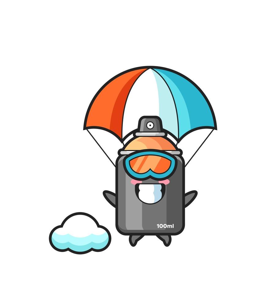 spray paint mascot cartoon is skydiving with happy gesture vector