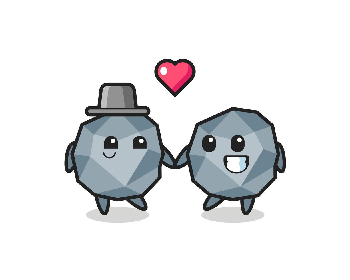 stone cartoon character couple with fall in love gesture vector