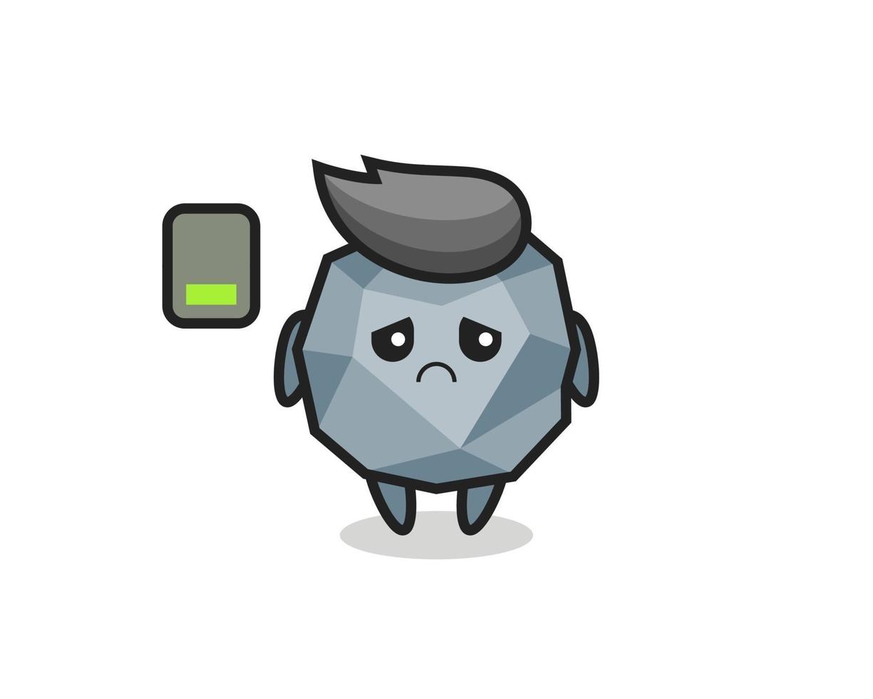 stone mascot character doing a tired gesture vector
