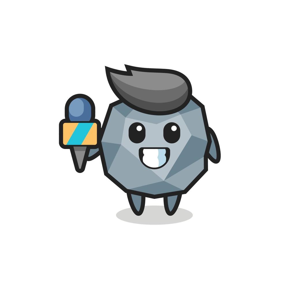 Character mascot of stone as a news reporter vector