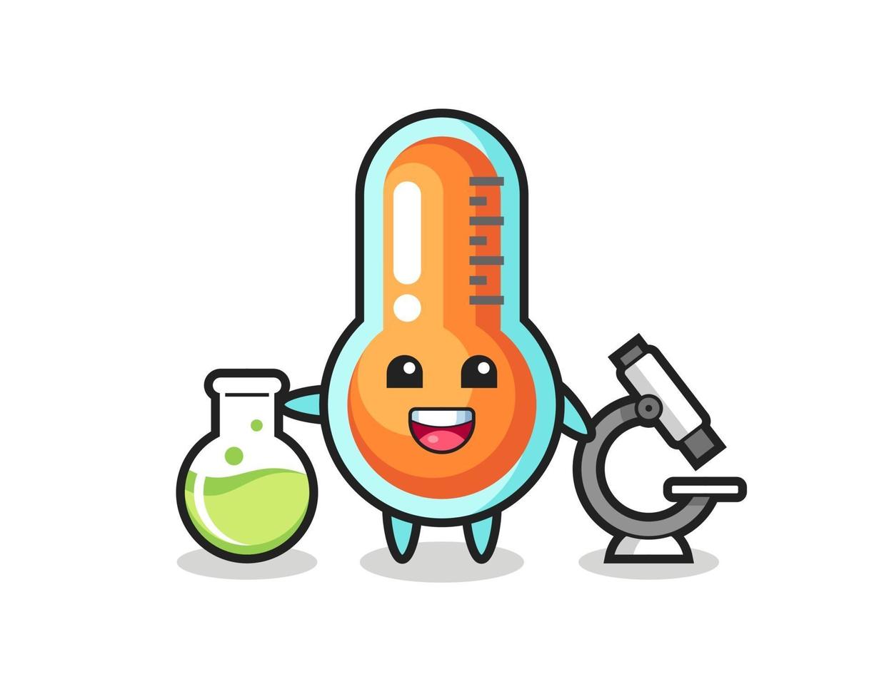 Mascot character of thermometer as a scientist vector