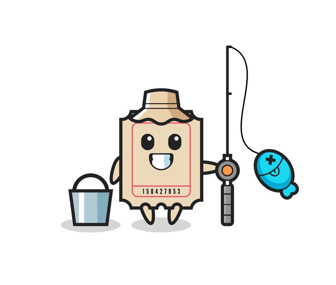 Mascot character of ticket as a fisherman vector