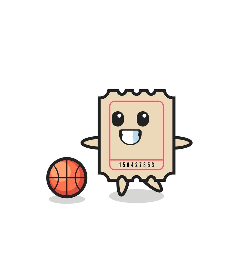 ilustración de dibujos animados de boleto está jugando baloncesto vector