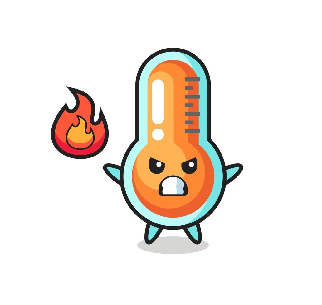 thermometer character cartoon with angry gesture vector