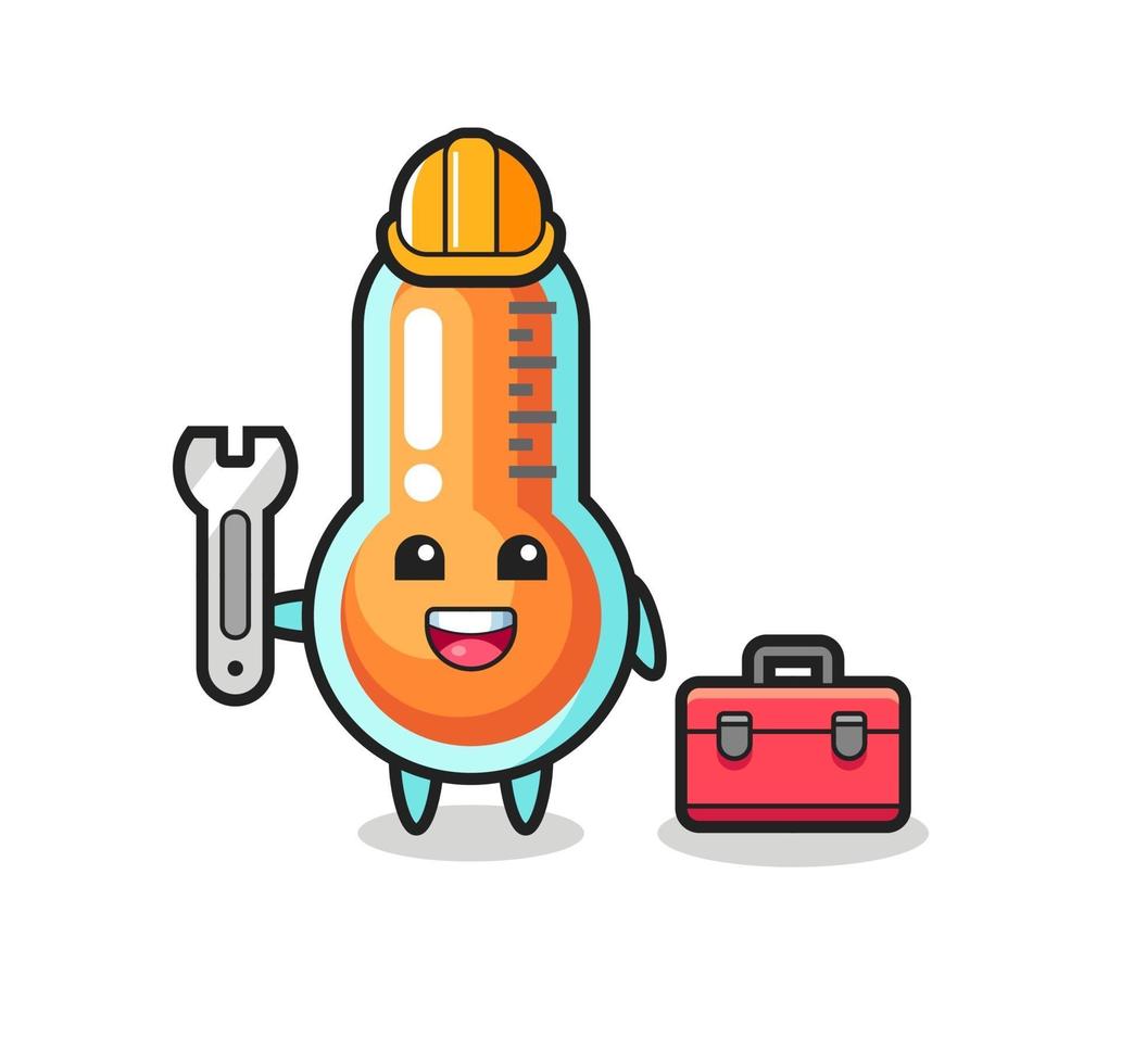 Mascot cartoon of thermometer as a mechanic vector