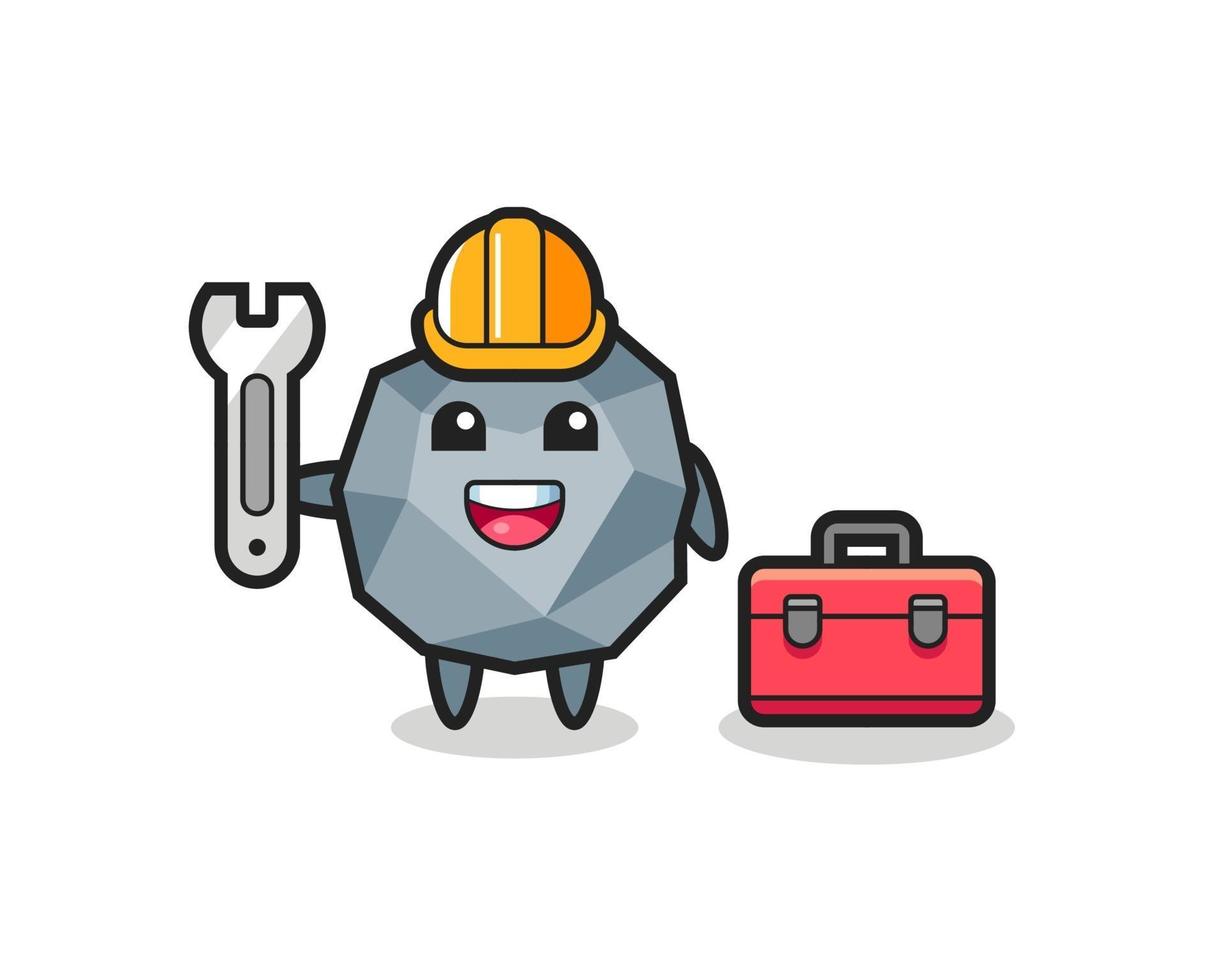 Mascot cartoon of stone as a mechanic vector