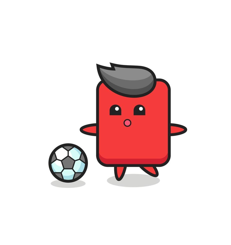 Illustration of red card cartoon is playing soccer vector