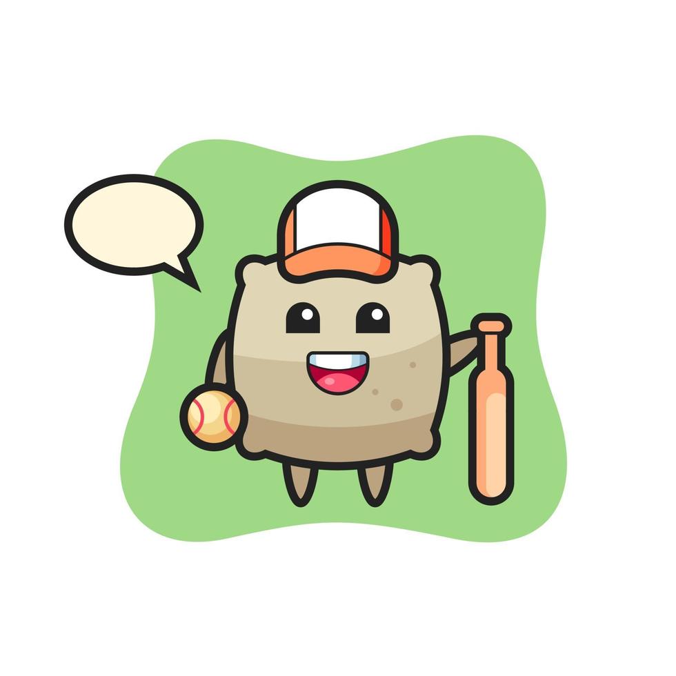 Cartoon character of sack as a baseball player vector