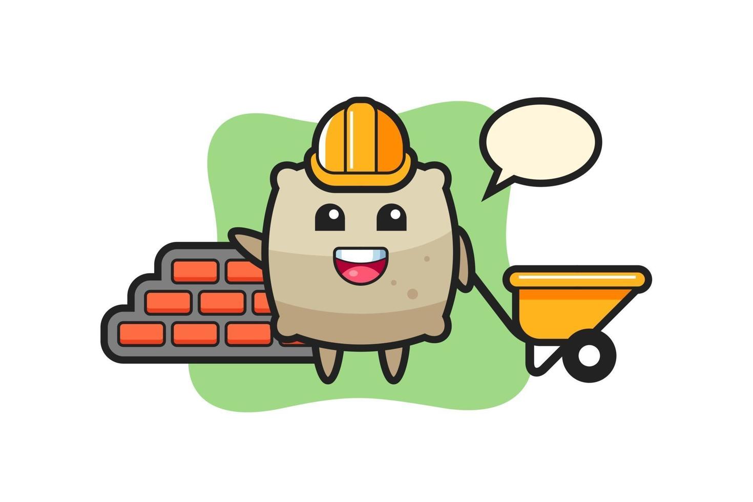 Cartoon character of sack as a builder vector