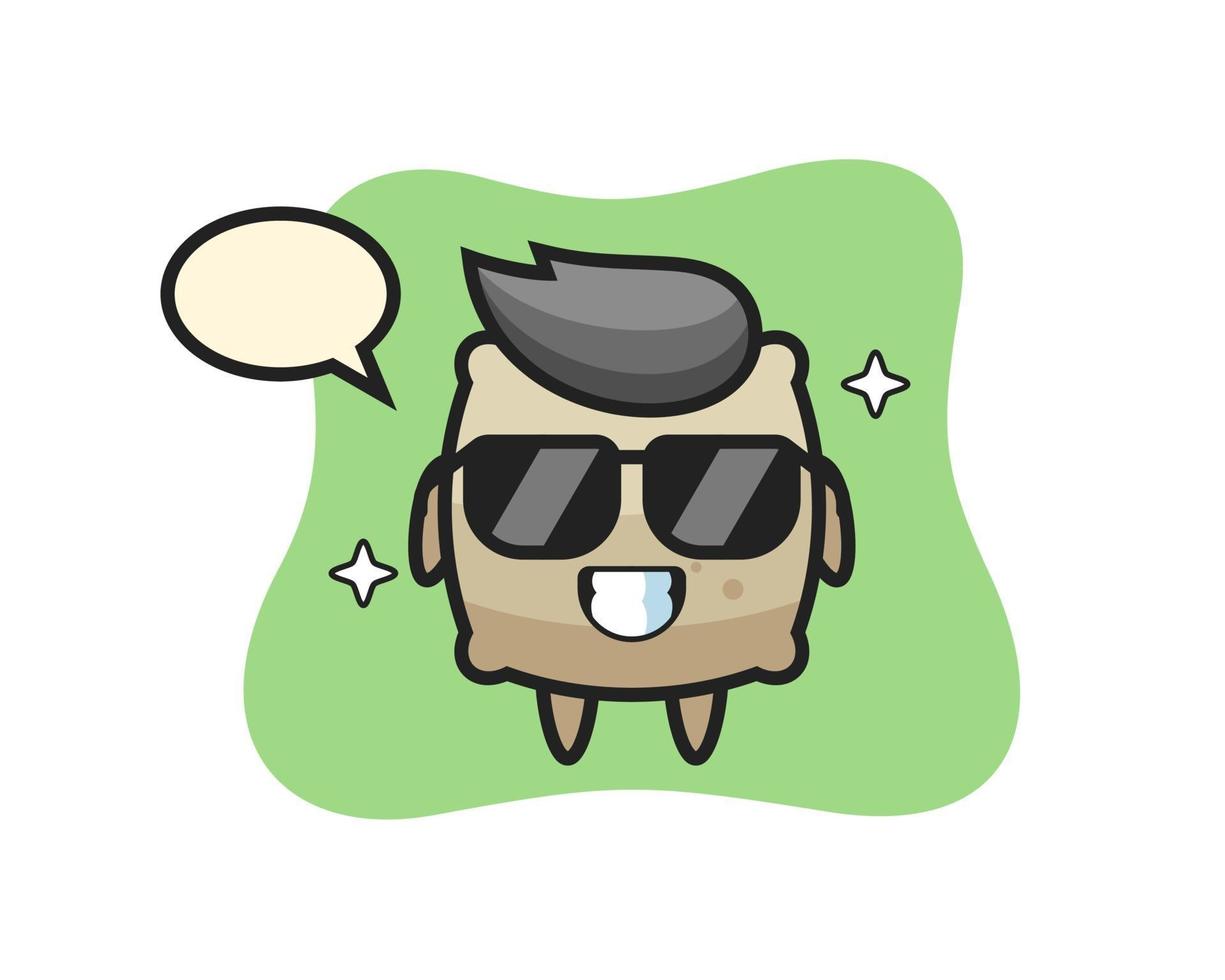 Cartoon mascot of sack with cool gesture vector