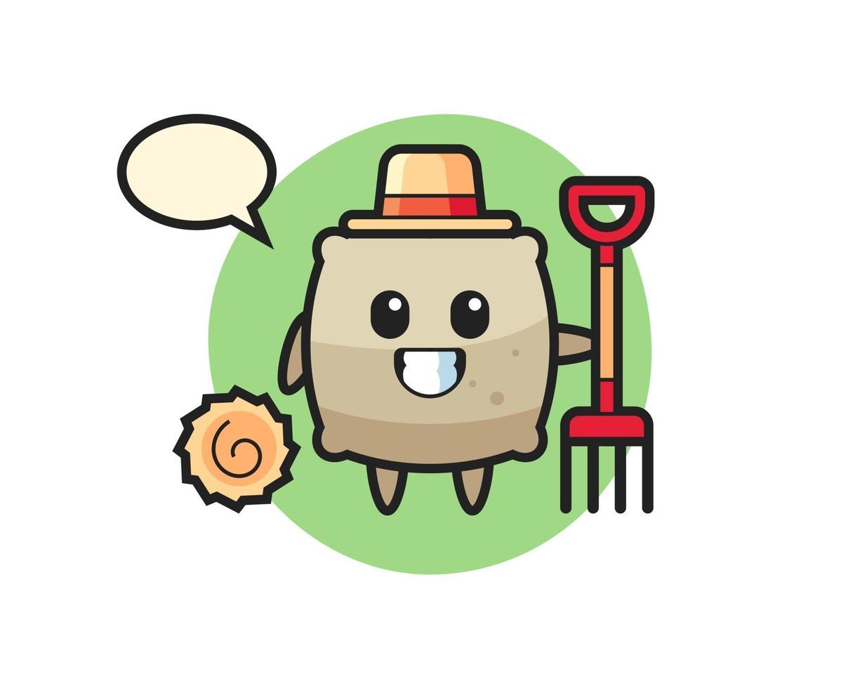 Mascot character of sack as a farmer vector