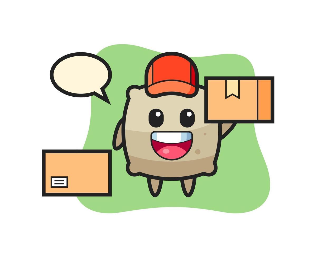 Mascot Illustration of sack as a courier vector