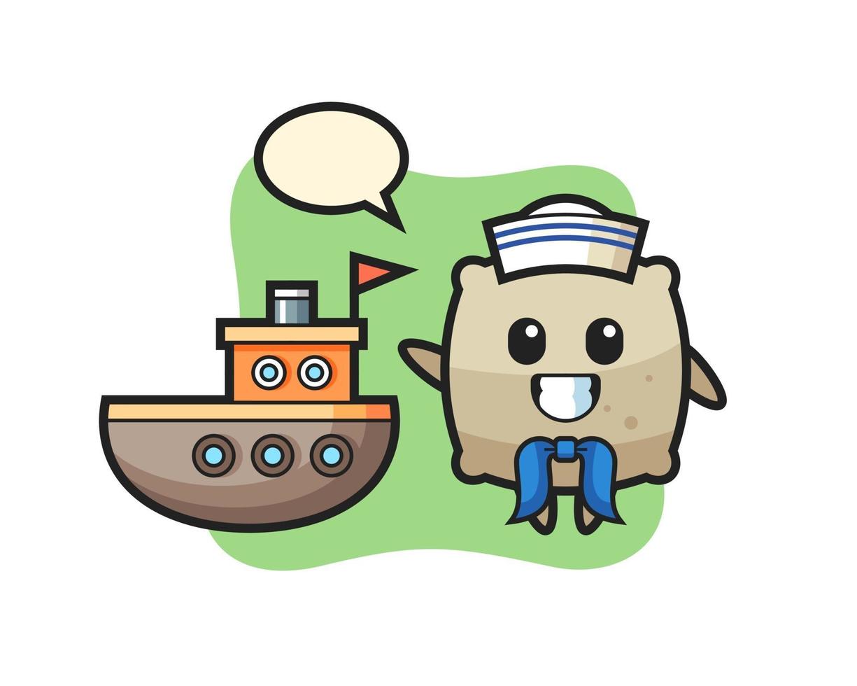 Character mascot of sack as a sailor man vector