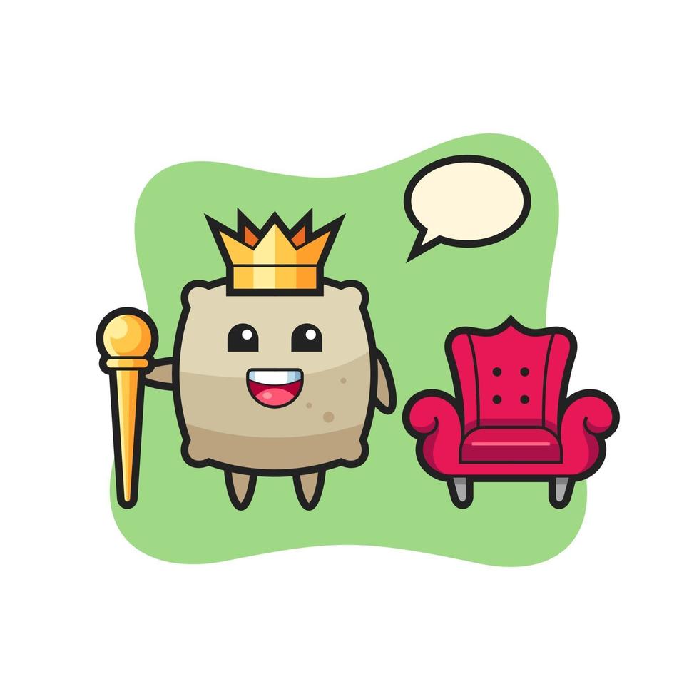 Mascot cartoon of sack as a king vector